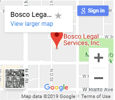 Map of Bosco Legal Services, Inc. San Bernardino office location