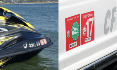 Photo of jet ski tags pulled from Facebook profile vs DMV tags for the year in question (McCrea v. Larry case)