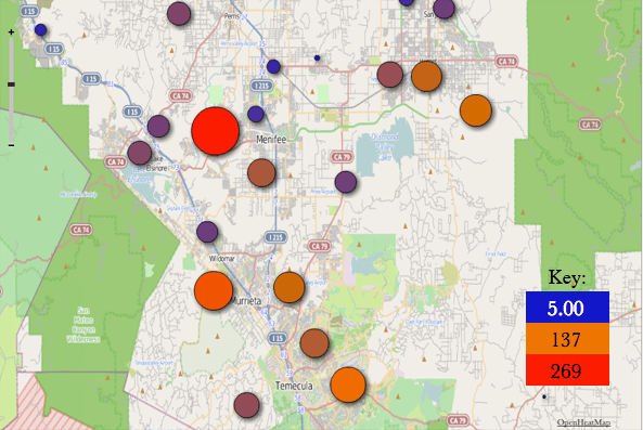 Picture of Highest Concentration of Serves in San Bernardino and Riverside Counties