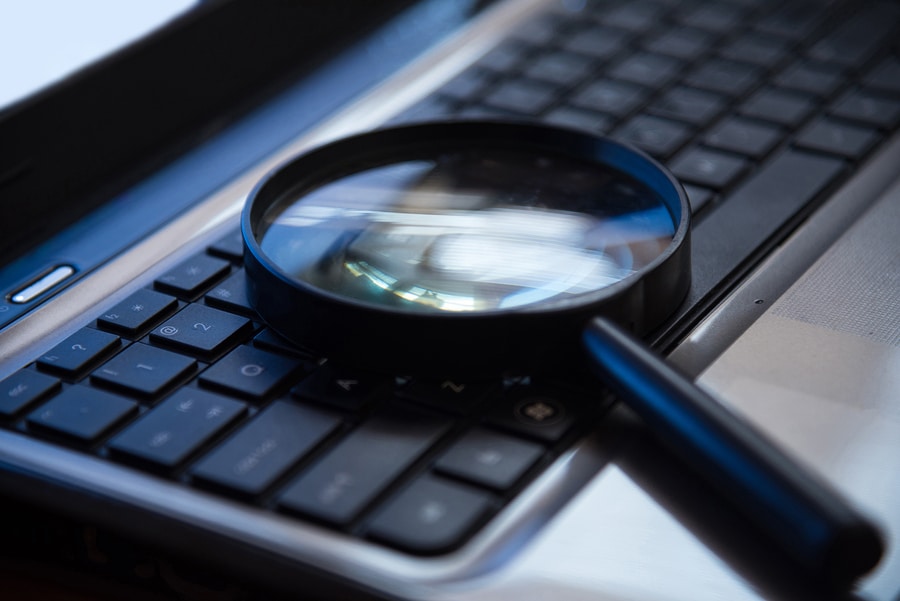 Magnifying glass on a keyboard